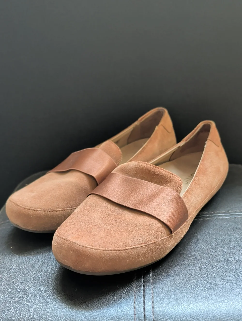Vionic Bridget Tan Suede Leather Slip On Classic Comfort Flats Loafers Size 8W
